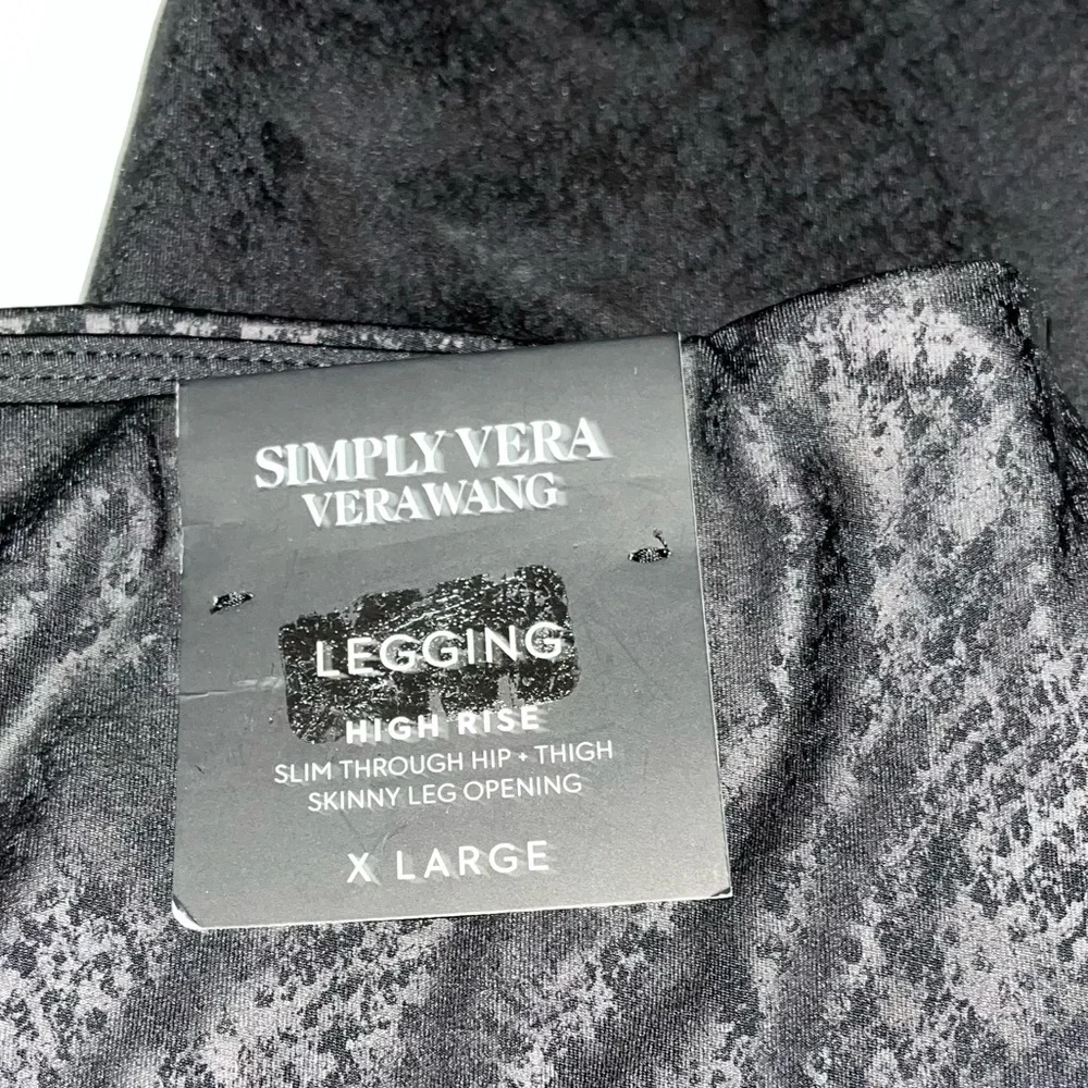 Simply Vera Vera Wang High Rise Faux Leather Black Shaping‎ Leggings XLarge New